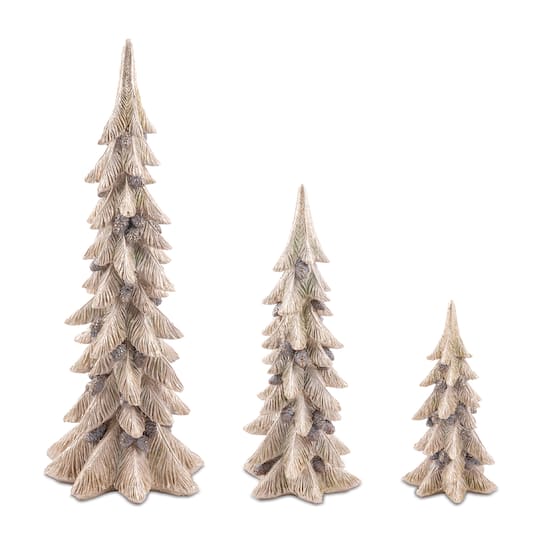 Melrose Gold Metallic Pine Tree with Pinecones Set